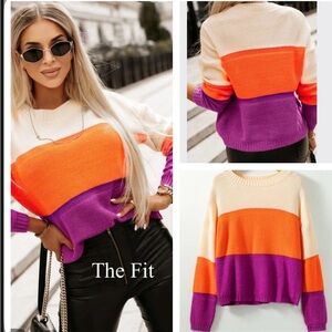 Colorblock Knit Sweater | Size M | Super Soft | Gorgeous Colors